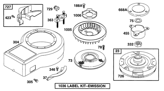 Blower Hsg, Flywheel Diagram and Parts List for 282707-0118-XX  Briggs and Stratton Engine
